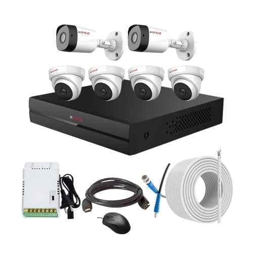 CP Plus 2.4MP Full HD Audio Indoor & Outdoor CCTV Combo Kit with 8Ch DVR, 4 Dome 2 Bullet Camera, 8Ch SMPS, 70m Copper Cable & Connectors