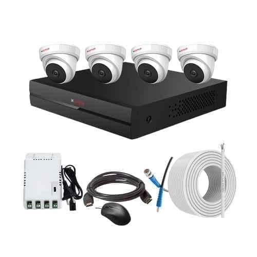 CP Plus 2.4MP Full HD Audio Indoor & Outdoor CCTV Combo Kit with 4Ch DVR, 4 Dome Camera, 4Ch SMPS, 70m Copper Cable & Connectors