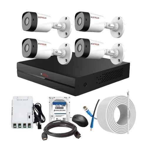 CP Plus 2.4MP Full HD Audio Indoor & Outdoor CCTV Combo Kit with 4Ch DVR, 4 Bullet Camera, 4Ch SMPS, 70m Copper Cable, 1TB HDD & Connectors