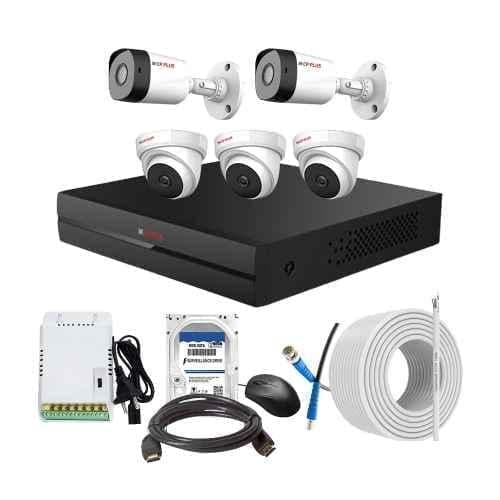 CP Plus 2.4MP Full HD Audio Indoor & Outdoor CCTV Combo Kit with 8Ch DVR, 3 Dome 2 Bullet Camera, 8Ch SMPS, 70m Cable, 1TB HDD & Connector
