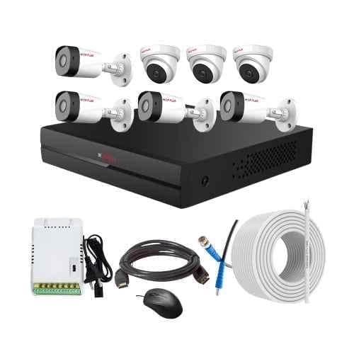 CP Plus 2.4MP Full HD Audio Indoor & Outdoor CCTV Combo Kit with 8Ch DVR, 3 Dome 4 Bullet Camera, 8Ch SMPS, 70m Copper Cable & Connectors
