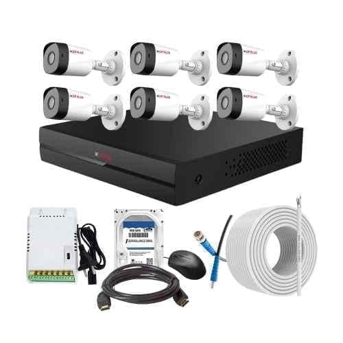 CP Plus 2.4MP Full HD Audio Indoor & Outdoor CCTV Combo Kit with 8Ch DVR, 6 Bullet Camera, 8Ch SMPS, 70m Copper Cable, 500GB HDD & Connectors