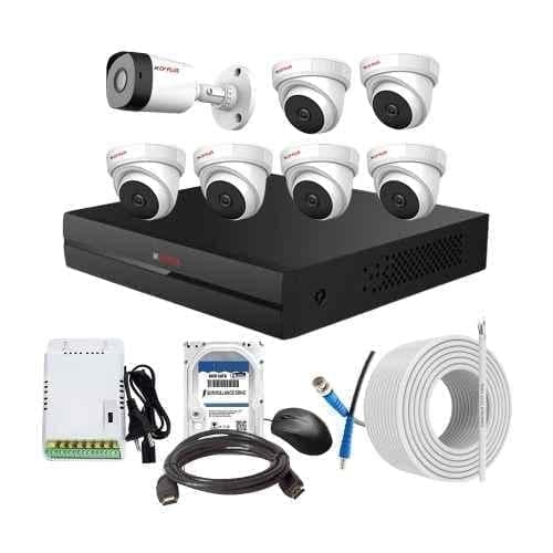 CP Plus 2.4MP Full HD Audio Indoor & Outdoor CCTV Combo Kit with 8Ch DVR, 1 Bullet 6 Dome Camera, 8Ch SMPS, 70m Cable, 1TB HDD & Connector