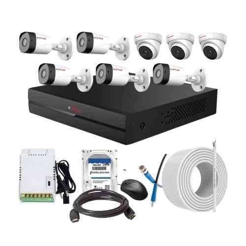 CP Plus 2.4MP Full HD Audio Indoor & Outdoor CCTV Combo Kit with 8Ch DVR, 3 Dome 5 Bullet Camera, 8Ch SMPS, 70m Cable, 1TB HDD & Connector