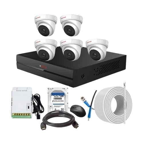 CP Plus 2.4MP Full HD Audio Indoor & Outdoor CCTV Combo Kit with 8Ch DVR, 5 Dome Camera, 8Ch SMPS, 70m Copper Cable, 500GB HDD & Connectors