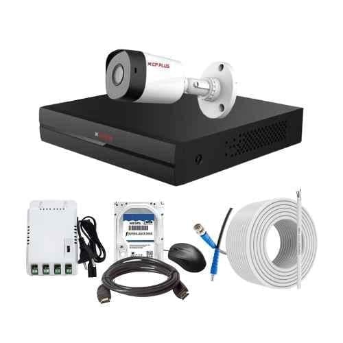 CP Plus 2.4MP Full HD Audio Indoor & Outdoor CCTV Combo Kit with 4Ch DVR, 1 Bullet Camera, 4Ch SMPS, 70m Copper Cable, 1TB HDD & Connectors