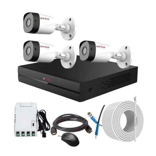 CP Plus 2.4MP Full HD Audio Indoor & Outdoor CCTV Combo Kit with 4Ch DVR, 3 Bullet Camera, 4Ch SMPS, 70m Copper Cable & Connectors