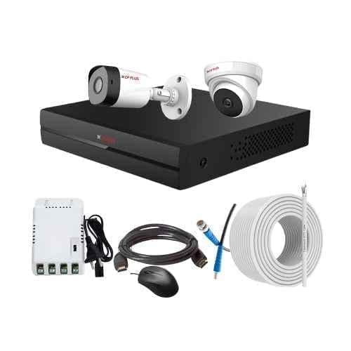 CP Plus 2.4MP Full HD Audio Indoor & Outdoor CCTV Combo Kit with 4Ch DVR, 1 Dome 1 Bullet Camera, 4Ch SMPS, 70m Copper Cable & Connectors