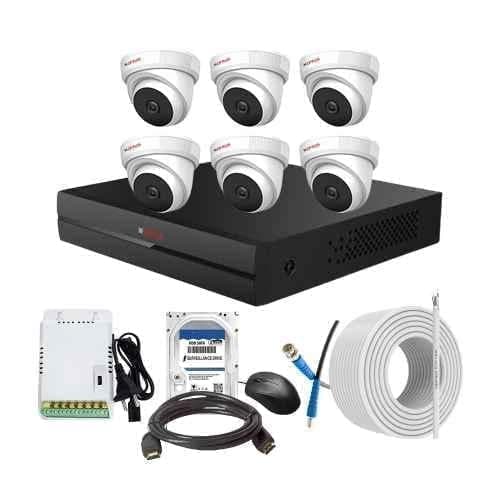 CP Plus 2.4MP Full HD Audio Indoor & Outdoor CCTV Combo Kit with 8Ch DVR, 6 Dome Camera, 8Ch SMPS, 70m Copper Cable, 2TB HDD & Connectors