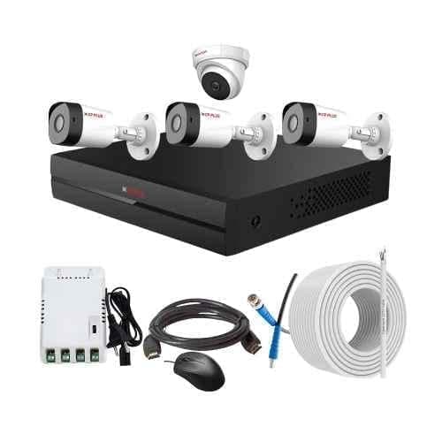 CP Plus 2.4MP Full HD Audio Indoor & Outdoor CCTV Combo Kit with 4Ch DVR, 3 Bullet 1 Dome Camera, 4Ch SMPS, 70m Copper Cable & Connectors