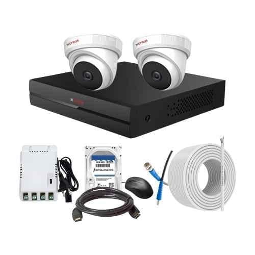 CP Plus 2.4MP Full HD Audio Indoor & Outdoor CCTV Combo Kit with 4Ch DVR, 2 Dome Camera, 4Ch SMPS, 70m Copper Cable, 2TB HDD & Connectors