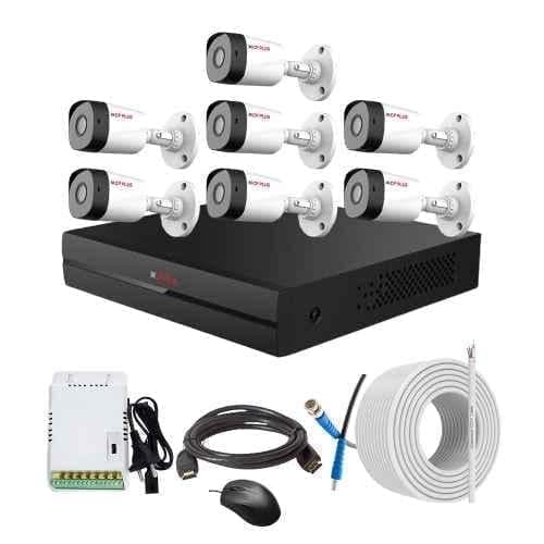 CP Plus 2.4MP Full HD Audio Indoor & Outdoor CCTV Combo Kit with 8Ch DVR, 7 Bullet Camera, 8Ch SMPS, 70m Copper Cable & Connectors