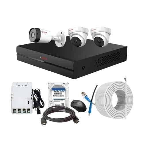 CP Plus 2.4MP Full HD Audio Indoor & Outdoor CCTV Combo Kit with 4Ch DVR, 1 Bullet 2 Dome Camera, 4Ch SMPS, 70m Cable, 1TB HDD & Connector