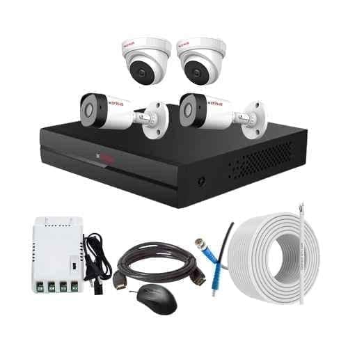 CP Plus 2.4MP Full HD Audio Indoor & Outdoor CCTV Combo Kit with 4Ch DVR, 2 Dome 2 Bullet Camera, 4Ch SMPS, 70m Copper Cable & Connectors
