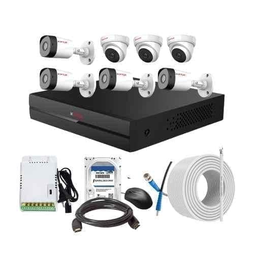 CP Plus 2.4MP Full HD Audio Indoor & Outdoor CCTV Combo Kit with 8Ch DVR, 3 Dome 4 Bullet Camera, 8Ch SMPS, 70m Cable, 1TB HDD & Connector