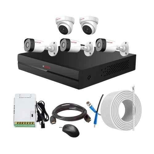 CP Plus 2.4MP Full HD Audio Indoor & Outdoor CCTV Combo Kit with 8Ch DVR, 3 Bullet 2 Dome Camera, 8Ch SMPS, 70m Copper Cable & Connectors