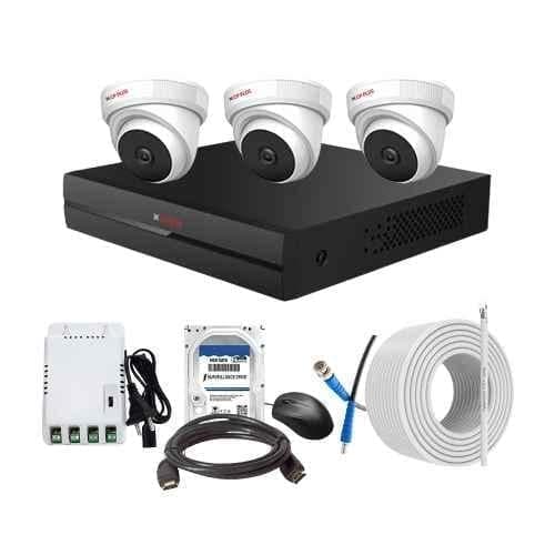 CP Plus 2.4MP Full HD Audio Indoor & Outdoor CCTV Combo Kit with 4Ch DVR, 3 Dome Camera, 4Ch SMPS, 70m Copper Cable, 1TB HDD & Connectors