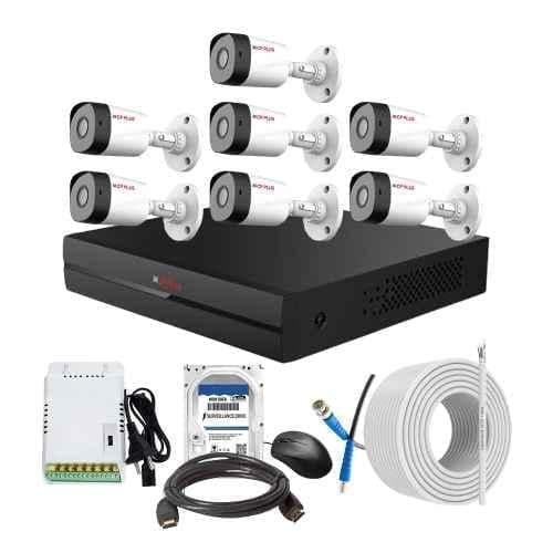 CP Plus 2.4MP Full HD Audio Indoor & Outdoor CCTV Combo Kit with 8Ch DVR, 7 Bullet Camera, 8Ch SMPS, 70m Copper Cable, 500GB HDD & Connectors