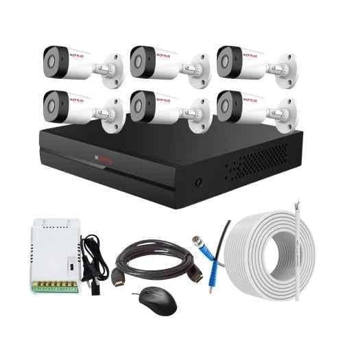 CP Plus 2.4MP Full HD Audio Indoor & Outdoor CCTV Combo Kit with 8Ch DVR, 6 Bullet Camera, 8Ch SMPS, 70m Copper Cable & Connectors