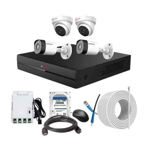 CP Plus 2.4MP Full HD Audio Indoor & Outdoor CCTV Combo Kit with 4Ch DVR, 2 Dome 2 Bullet Camera, 4Ch SMPS, 70m Cable, 2TB HDD & Connector