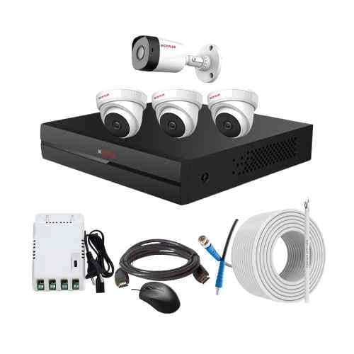 CP Plus 2.4MP Full HD Audio Indoor & Outdoor CCTV Combo Kit with 4Ch DVR, 1 Bullet 3 Dome Camera, 4Ch SMPS, 70m Copper Cable & Connectors