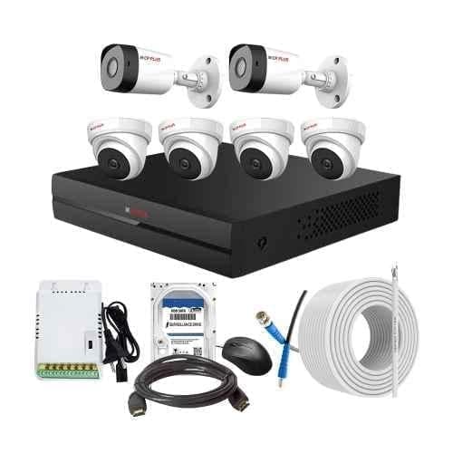 CP Plus 2.4MP Full HD Audio Indoor & Outdoor CCTV Combo Kit with 8Ch DVR, 4 Dome 2 Bullet Camera, 8Ch SMPS, 70m Cable, 500GB HDD & Connector