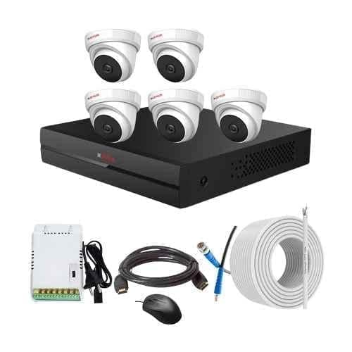 CP Plus 2.4MP Full HD Audio Indoor & Outdoor CCTV Combo Kit with 8Ch DVR, 5 Dome Camera, 8Ch SMPS, 70m Copper Cable & Connectors
