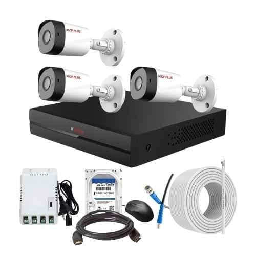 CP Plus 2.4MP Full HD Audio Indoor & Outdoor CCTV Combo Kit with 4Ch DVR, 3 Bullet Camera, 4Ch SMPS, 70m Copper Cable, 1TB HDD & Connectors