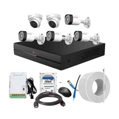 CP Plus 2.4MP Full HD Audio Indoor & Outdoor CCTV Combo Kit with 8Ch DVR, 4 Bullet 2 Dome Camera, 8Ch SMPS, 70m Cable, 1TB HDD & Connector