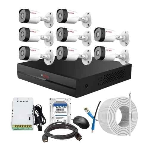 CP Plus 2.4MP Full HD Audio Indoor & Outdoor CCTV Combo Kit with 8Ch DVR, 8 Bullet Camera, 8Ch SMPS, 70m Copper Cable, 2TB HDD & Connectors