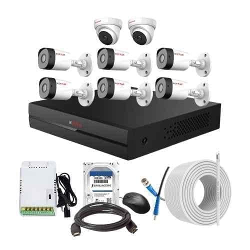 CP Plus 2.4MP Full HD Audio Indoor & Outdoor CCTV Combo Kit with 8Ch DVR, 6 Bullet 2 Dome Camera, 8Ch SMPS, 70m Cable, 1TB HDD & Connector