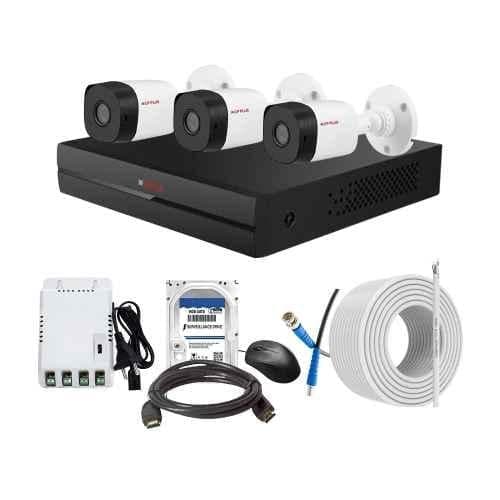 CP Plus 2.4MP Indoor & Outdoor CCTV Combo Kit with 4Ch DVR, 3 Bullet Camera, 4Ch SMPS, 70m Copper Cable, 500GB HDD & Connectors