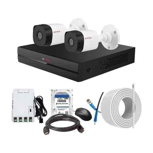 CP Plus 2.4MP Indoor & Outdoor CCTV Combo Kit with 4Ch DVR, 2 Bullet Camera, 4Ch SMPS, 70m Copper Cable, 2TB HDD & Connectors