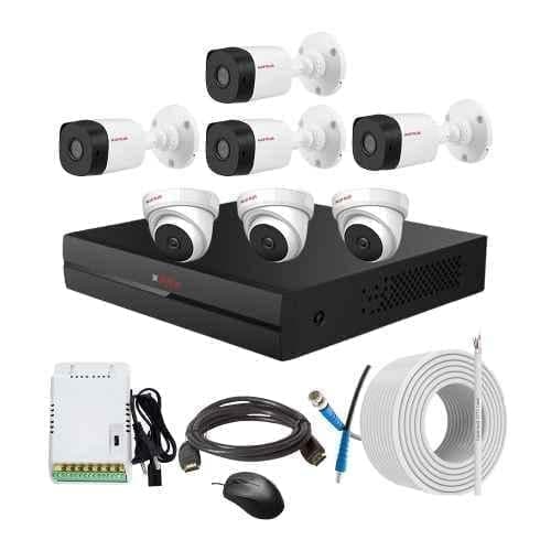CP Plus 2.4MP Indoor & Outdoor CCTV Combo Kit with 8Ch DVR, 3 Dome 4 Bullet Camera, 8Ch SMPS, 70m Copper Cable & Connectors
