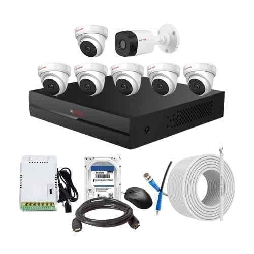 CP Plus 2.4MP Indoor & Outdoor CCTV Combo Kit with 8Ch DVR, 1 Bullet 6 Dome Camera, 8Ch SMPS, 70m Cable, 1TB HDD & Connector