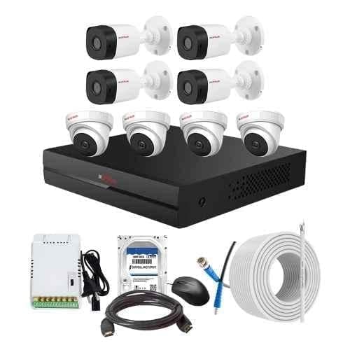 CP Plus 2.4MP Indoor & Outdoor CCTV Combo Kit with 8Ch DVR, 4 Dome 4 Bullet Camera, 8Ch SMPS, 70m Cable, 1TB HDD & Connector