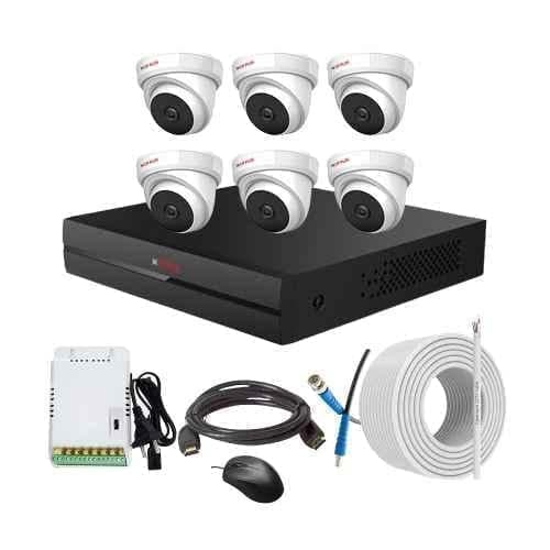 CP Plus 2.4MP Indoor & Outdoor CCTV Combo Kit with 8Ch DVR, 6 Dome Camera, 8Ch SMPS, 70m Copper Cable & Connectors