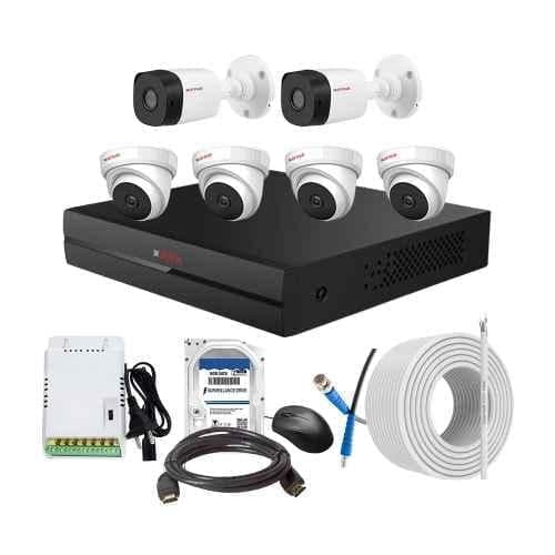CP Plus 2.4MP Indoor & Outdoor CCTV Combo Kit with 8Ch DVR, 4 Dome 2 Bullet Camera, 8Ch SMPS, 70m Cable, 1TB HDD & Connector