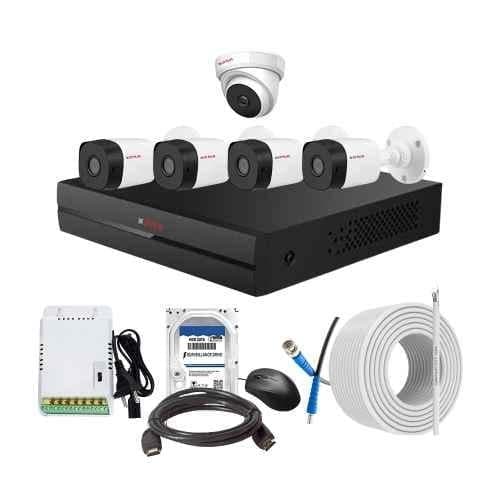 CP Plus 2.4MP Indoor & Outdoor CCTV Combo Kit with 8Ch DVR, 4 Bullet 1 Dome Camera, 8Ch SMPS, 70m Cable, 2TB HDD & Connector