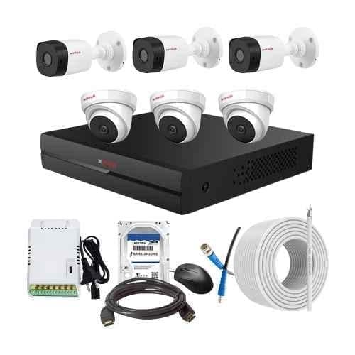 CP Plus 2.4MP Indoor & Outdoor CCTV Combo Kit with 8Ch DVR, 3 Dome 3 Bullet Camera, 8Ch SMPS, 70m Cable, 1TB HDD & Connector