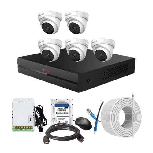 CP Plus 2.4MP Indoor & Outdoor CCTV Combo Kit with 8Ch DVR, 5 Dome Camera, 8Ch SMPS, 70m Copper Cable, 2TB HDD & Connectors