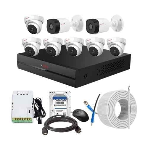 CP Plus 2.4MP Indoor & Outdoor CCTV Combo Kit with 8Ch DVR, 6 Dome 2 Bullet Camera, 8Ch SMPS, 70m Cable, 500GB HDD & Connector