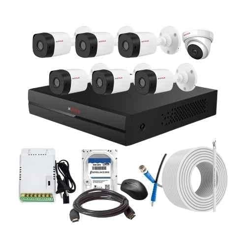 CP Plus 2.4MP Indoor & Outdoor CCTV Combo Kit with 8Ch DVR, 6 Bullet 1 Dome Camera, 8Ch SMPS, 70m Cable, 2TB HDD & Connector