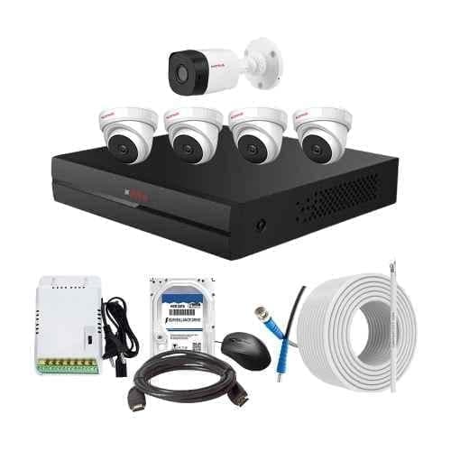 CP Plus 2.4MP Indoor & Outdoor CCTV Combo Kit with 8Ch DVR, 1 Bullet 4 Dome Camera, 8Ch SMPS, 70m Cable, 500GB HDD & Connector