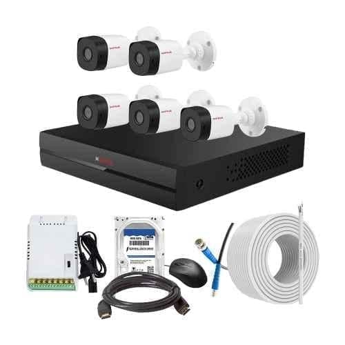 CP Plus 2.4MP Indoor & Outdoor CCTV Combo Kit with 8Ch DVR, 5 Bullet Camera, 8Ch SMPS, 70m Copper Cable, 1TB HDD & Connectors