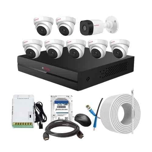 CP Plus 2.4MP Indoor & Outdoor CCTV Combo Kit with 8Ch DVR, 1 Bullet 7 Dome Camera, 8Ch SMPS, 70m Cable, 2TB HDD & Connector