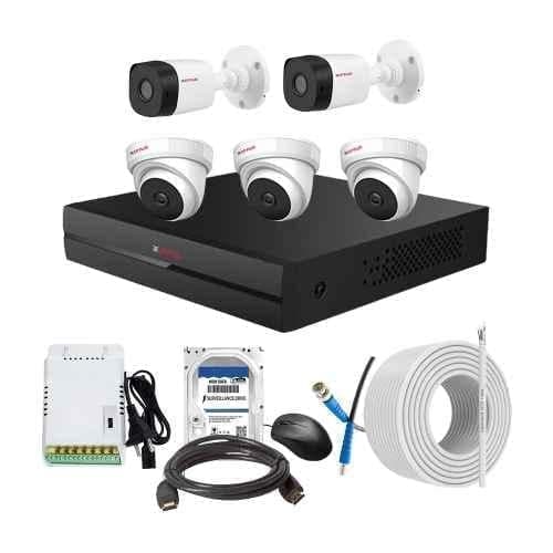 CP Plus 2.4MP Indoor & Outdoor CCTV Combo Kit with 8Ch DVR, 3 Dome 2 Bullet Camera, 8Ch SMPS, 70m Cable, 1TB HDD & Connector