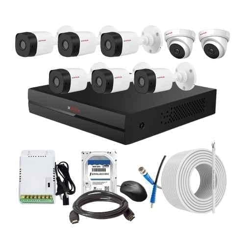 CP Plus 2.4MP Indoor & Outdoor CCTV Combo Kit with 8Ch DVR, 6 Bullet 2 Dome Camera, 8Ch SMPS, 70m Cable, 500GB HDD & Connector