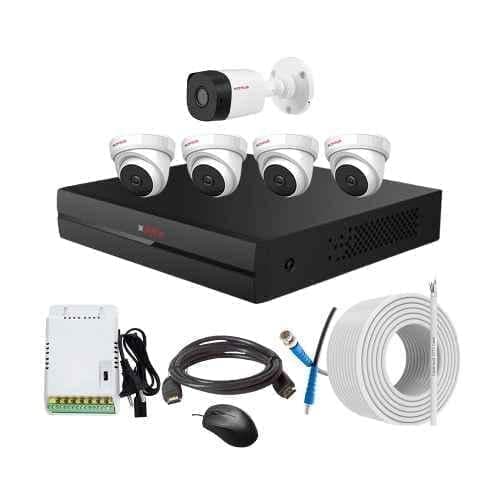 CP Plus 2.4MP Indoor & Outdoor CCTV Combo Kit with 8Ch DVR, 1 Bullet 4 Dome Camera, 8Ch SMPS, 70m Copper Cable & Connectors
