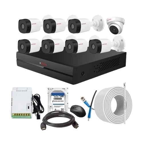 CP Plus 2.4MP Indoor & Outdoor CCTV Combo Kit with 8Ch DVR, 7 Bullet 1 Dome Camera, 8Ch SMPS, 70m Cable, 1TB HDD & Connector